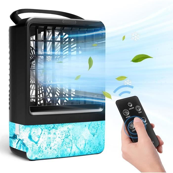 Climatiseur Mobile Portable 4 En 1 - Ventilateur, Humidificateur, Brumisateur, Veilleuse - 600ml, 3 Vitesses, 7 Couleurs - 2