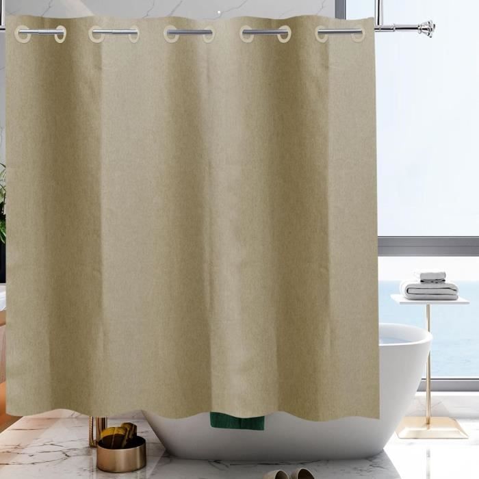 Rideau De Douche Imitation Lin - 80x180cm Imperméable Avec Crochets