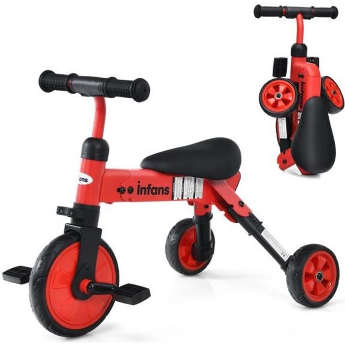 COSTWAY Tricycle Draisienne Vélo Évolutif, Pédales Amovibles,2