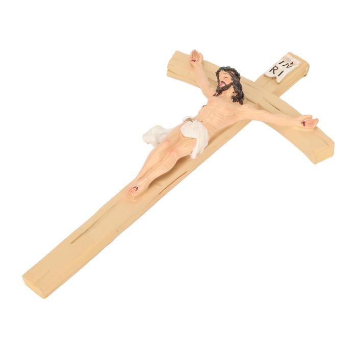 Haoyuestory Lot De 2 Croix Murale En Bois Faite à La Main Avec Jésus Christ - Décoration Religieuse - Cadeau De Méditation