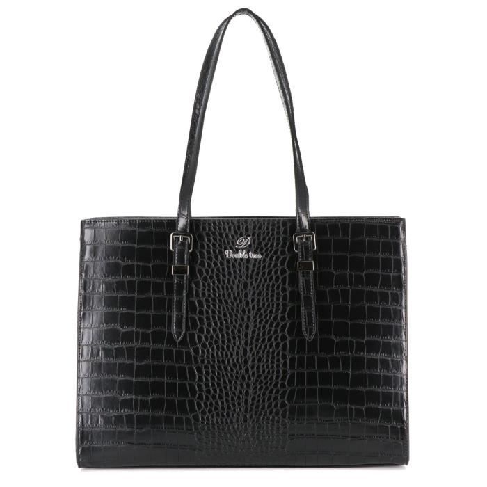 Double Tree Sac Cabas Femme Effet Crocodile Rigide Forme A4