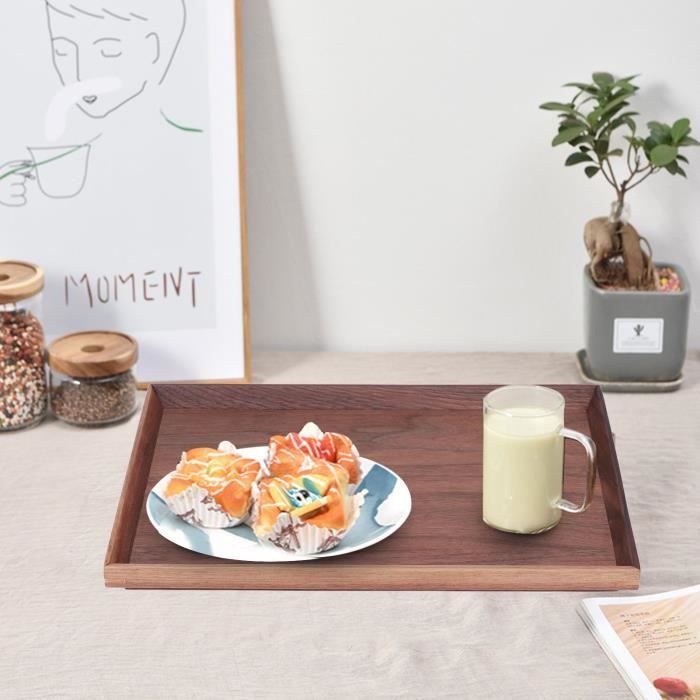 BILL.F Lot de 2 plateaux de service rectangulaires en bois d'acacia massif (40,6 cm et 30,5 cm) pour dessert, nourriture