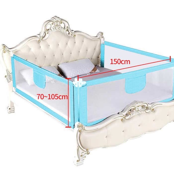 SWANEW Barrière De Lit Réglable En Longueur 150 Cm Anti-chute Tube En Acierpour Lit Denfant Lit De Parent Vert Marin Hauteur 28cm 82426388