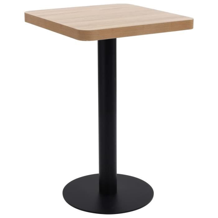 Table de bistro - ESTINK - Marron clair - MDF - Acier - 50x50 cm - 2 personnes