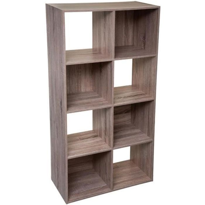 five - meuble etagère de rangement en bois naturel 8 cases mix n' modul