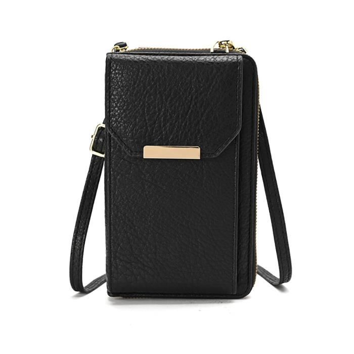 Farcauo Pochette Femme Noir - Sac Bandoulière Élégant Et Compact Avec Chaîne Dorée