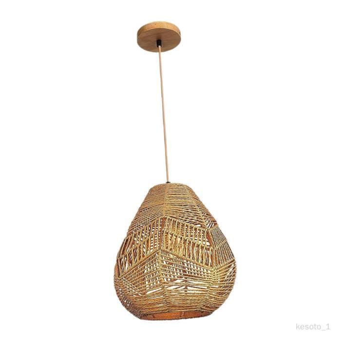Abat-Jour Suspendu En Corde Tissée Naturelle - Style Rustique Boho Chic Pour Lampe Plafonnier, Salon, Chambre Ou Restaurant