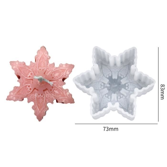 MOULE A MODELER,K Moule à Bougie Hexagonal En Silicone Pour Aromathérapie Flocon De Neige De