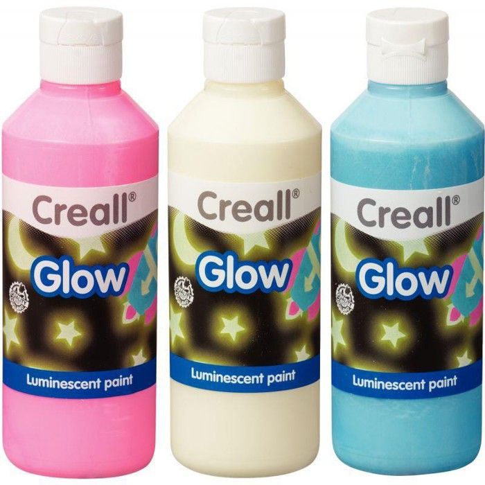 Peinture Phosphorescente Dans Le Noir - 15 Couleurs (60 Ml) + 2 Pinceaux - Pour Intérieur Et Extérieur