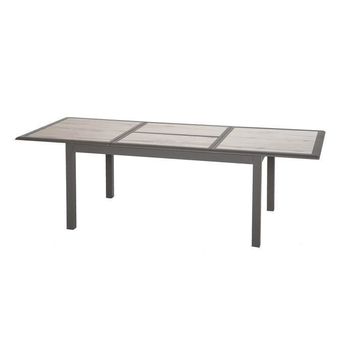 Table Extensible Rectangulaire Azua Verre 6 10 Places Effet Bois