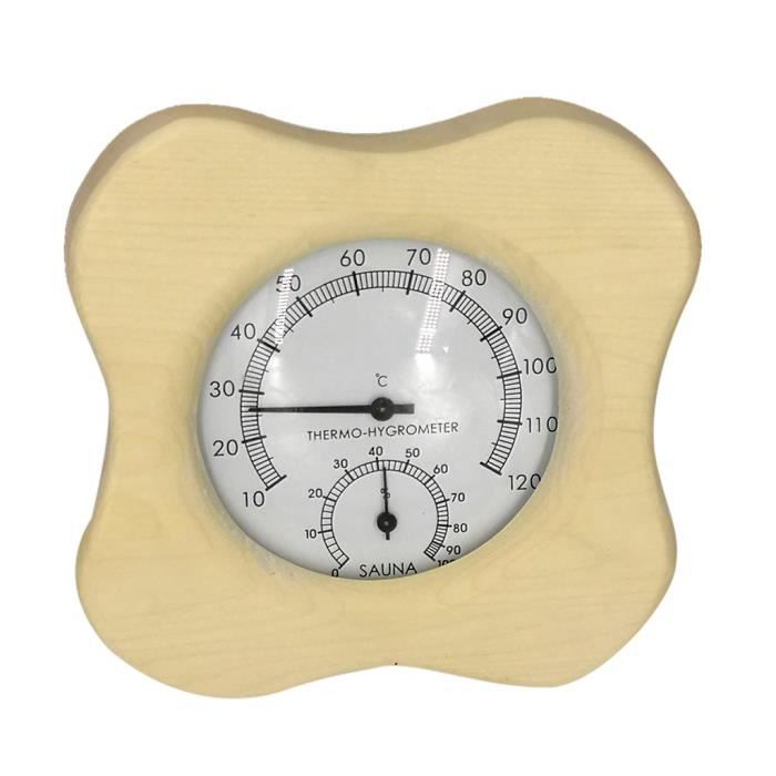 Thermomètre-hygromètre En Bois Pour Sauna - Mesure 20-120°C Et Humidité - Pin Massif - 15x15x3 Cm