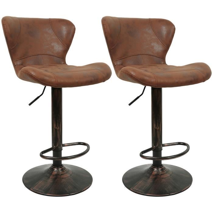 blgunsav 2pcs, 47.5*34*88-109cm, chaise de bar de style industriel rétro (marron)
