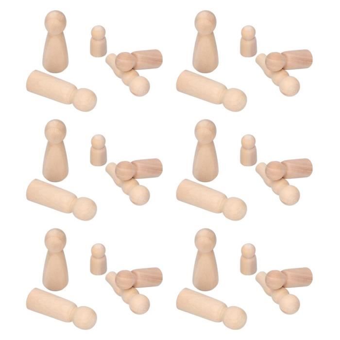 50 Figurines En Bois FOROREH | Poupées à Peindre | 4 Tailles (35-65mm) | DIY Artisanat Enfants
