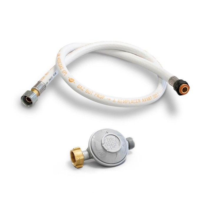 Pack tuyau gaz flexible 2 m détendeur butane à clipser quick-on valve