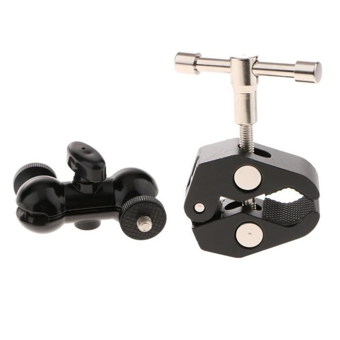 Lot De 2 Super Clamps Avec Bras Magique Pour Photo/vidéo - Alliage Alu, Filetages 1/4" Et 3/8", Ouverture 54 Mm