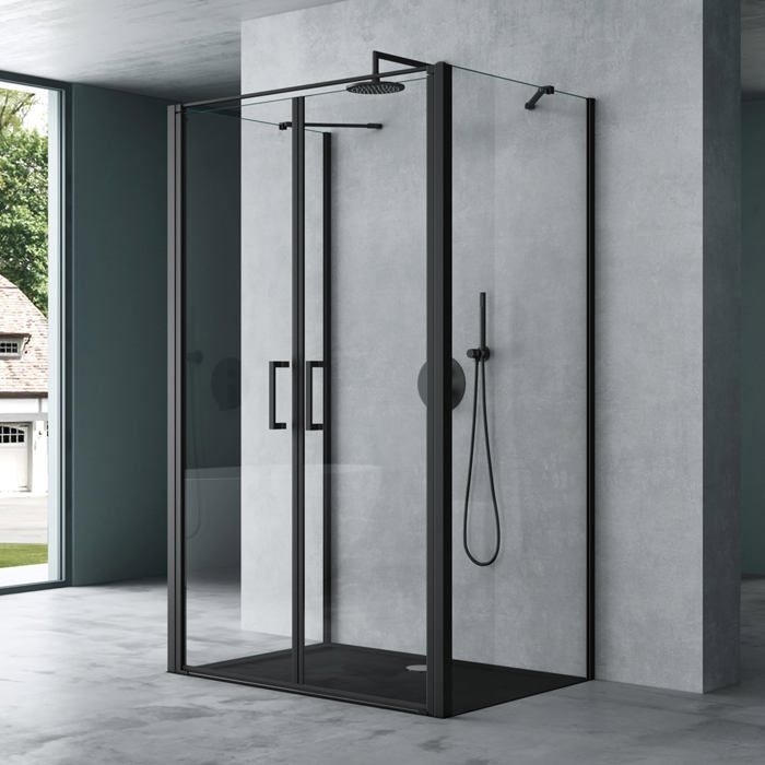 LANA Cabine De Douche Porte Coulissante H 185 Cm Verre Transparent 80 X 100 Cm Receveur 90556715