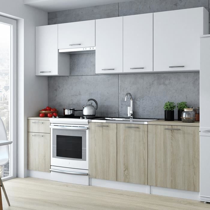 Cuisine complète 240 cm LILA bois et blanc design