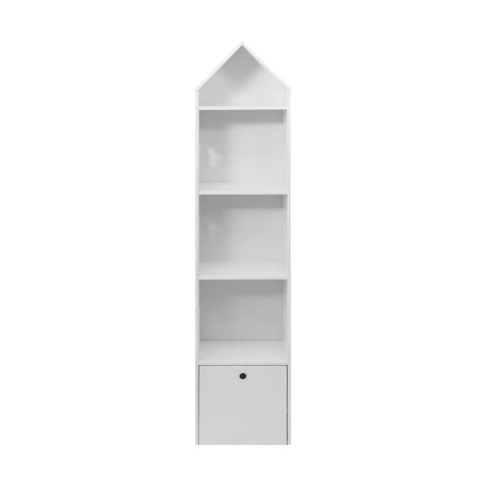 bibliothèque pour enfants - mobili rebecca - 4 étagères 1 tiroir - bois blanc