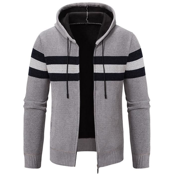 Veste Légère Polaire Zippée Pour Homme - Cardigan à Capuche Avec 2 Poches - Tissu Confortable Printemps/automne - Taille Unisexe