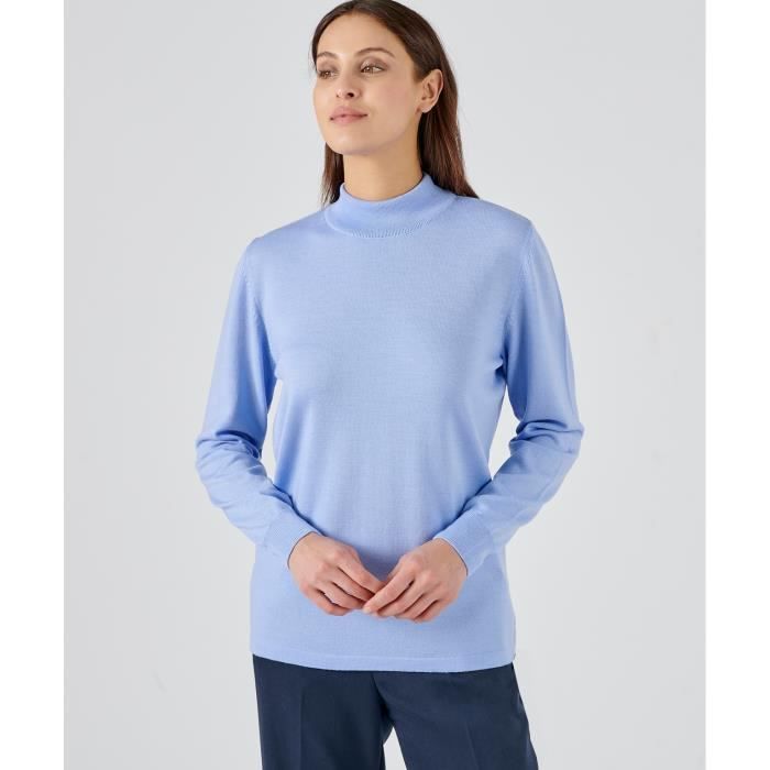 Pull Damart Pull col montant pure laine m rinos Bleu Ciel