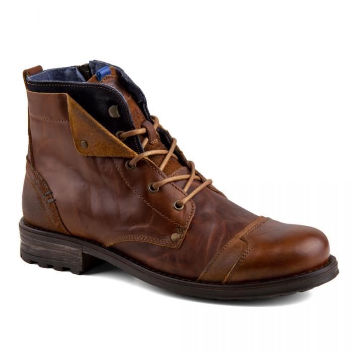 boots marron cuir homme