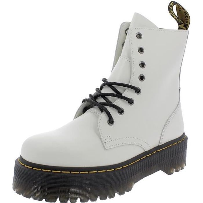 Bottes Femme Dr. Martens Polished Smooth Blanc en Cuir Résistant à l'Usure