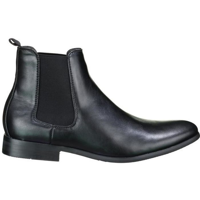 Bottine Homme Uomo Ub8888 2 Pu Noir Talon Plat Enfiler Noir