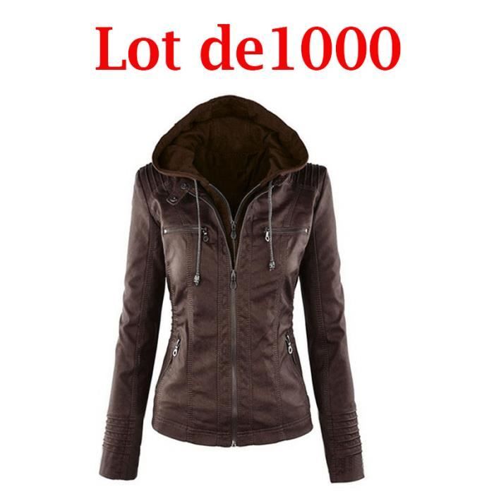 Blouson cuir femme avec capuche - Cdiscount