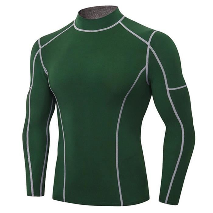 Maillot Compression Manches Longues pour Homme Sports PRO Col