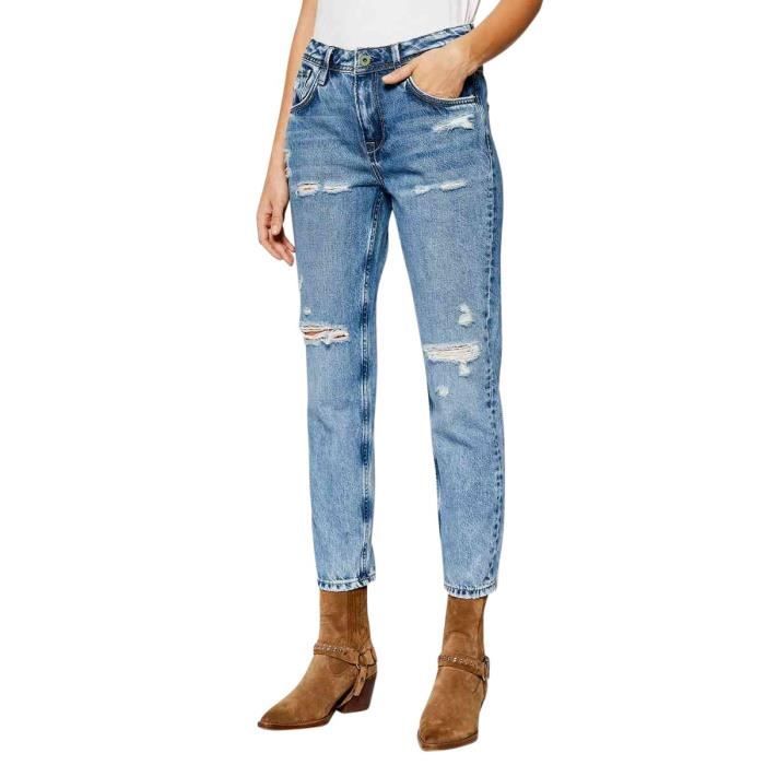 Jean Slim Destroy Violet Stone Used PEPE JEANS Femme Marron Slim Taille standard