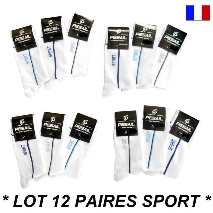 LOT 12 PAIRES DE CHAUSSETTES SPORT TAILLE 39 40 41 42 HOMME GARCON COTON  MAJORITAIRE  coloris mélangés - Cdiscount Prêt-à-Porter