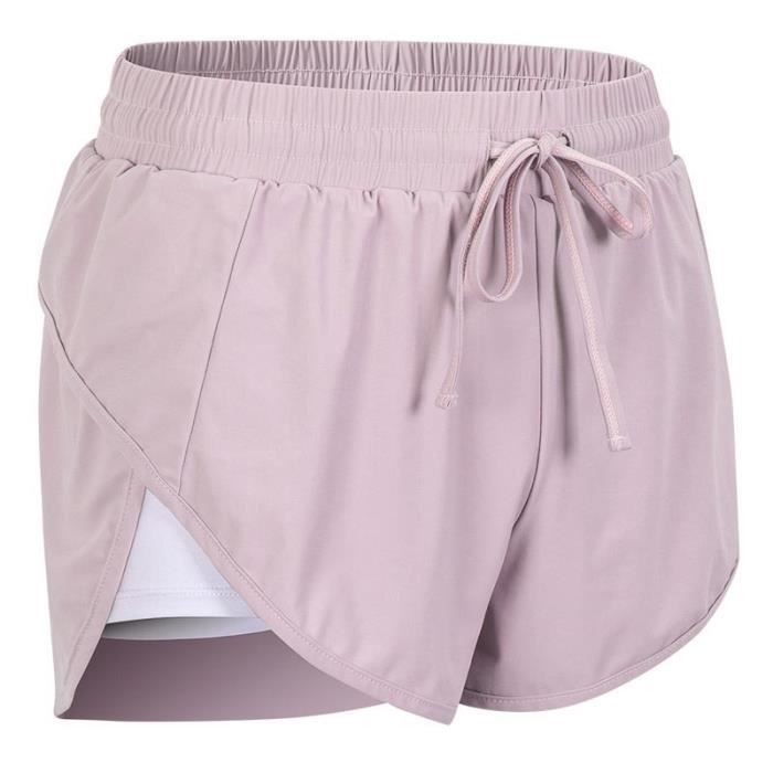 Short de Course 2 en 1 Femme Fitness Respirant Sechage Rapide Pour Gym Jogging Running Yoga