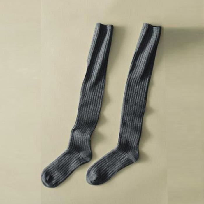 Chaussettes Longues Femmes En Laine - Montant Sur Le Genou Ou Cuisse - Design Uni Chaud - Taille 7-9