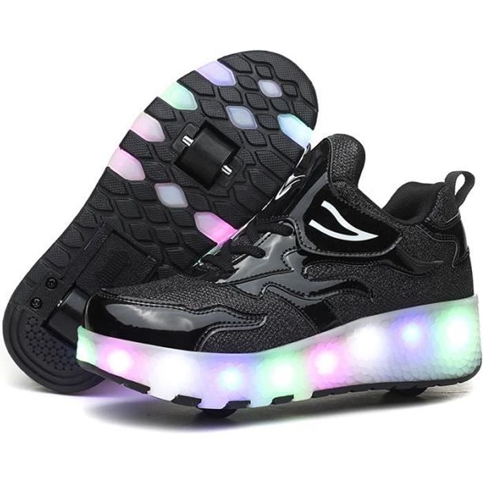 Chaussures Rollers Enfants à LED - Sneakers Transformables 2 Roues - Taille 28-42