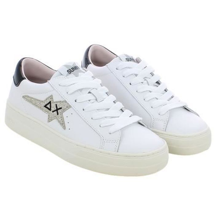 Sneakers donna in pelle bianca e argento | SUN68