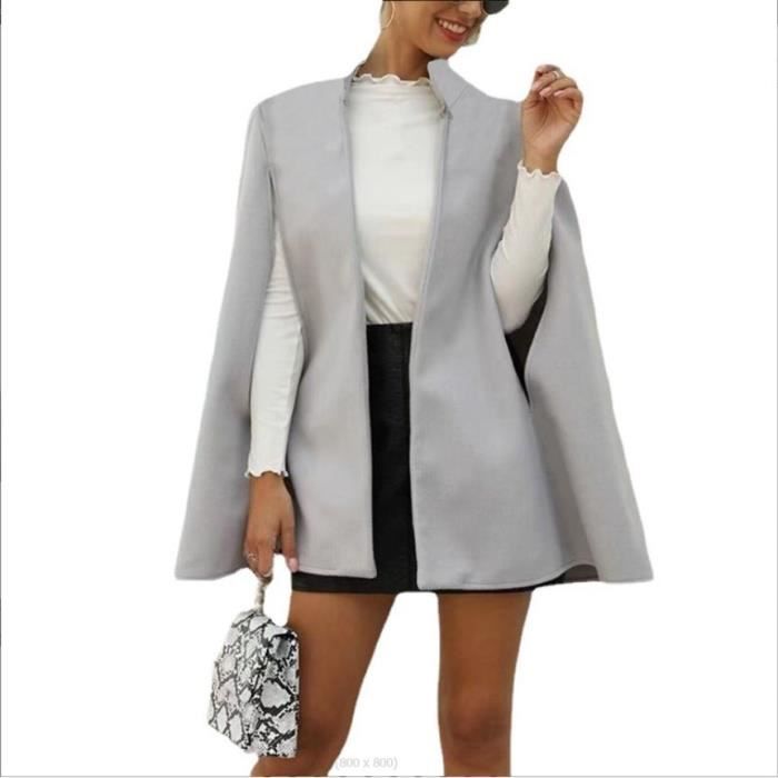 Femme Casual Cape Blazer Split A Manches Ouvertes Pour Femme Travail Solide Elegant Bureau Affaires Veste De Costume Gris XL Gris Cdiscount Pret a Porter