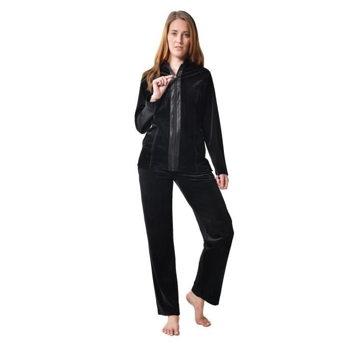 RAIKOU Ensemble de vetements de sport Velours Yoga Gilet zippe Jogging Survetement Homewear Femme 2 Pieces noir cotele T36 50 Noir Cdiscount Pret a Porter