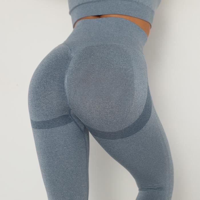 Leggings Femme, Sport Push Up Anti-Cellulite Slim Fit Butt Lift Leggings Pantalons de Yoga à Taille Haute pour Femme Bleu