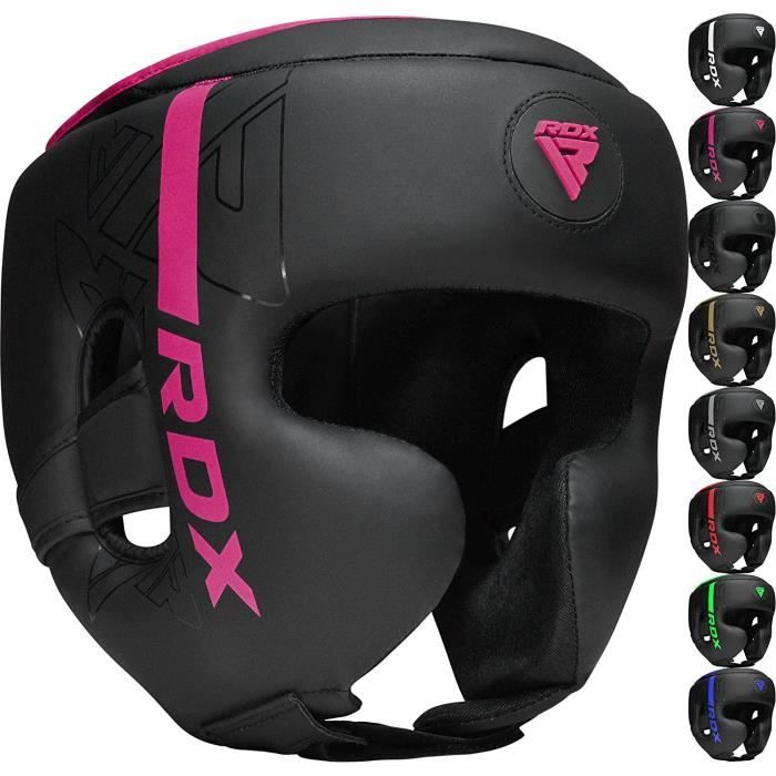 RDX Casque Boxe pour MMA Sparring, D'entraînement, Maya Hide Cuir Kara Head Protection pour Art Martiaux, Muay Thai, Rose