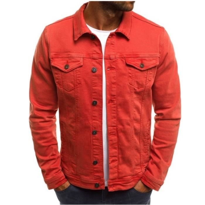 Veste jean orange homme hotsell