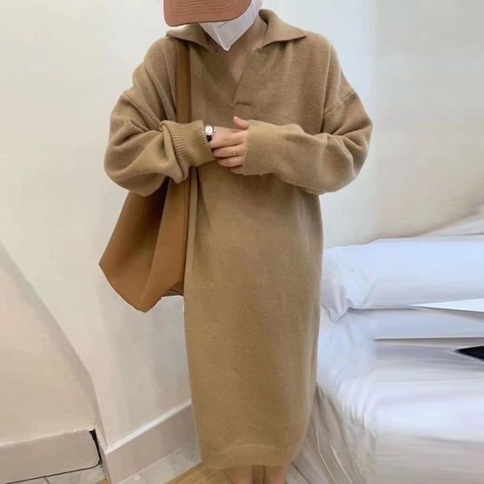 Hina Fashion Pull Ample à Manches Longues En Tricot épais Pour Femme