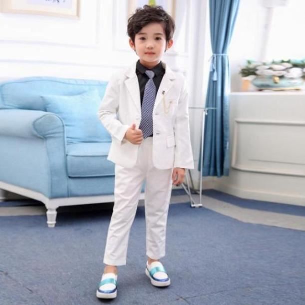 Ensemble de Costume pour garçons, 2 pièces Ensemble de Blazer et Pantalon  pour Enfants - Blanc MR