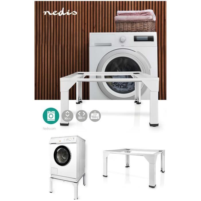 Support pour lave-linge et sèche-linge Nedis - Blanc - Pieds réglables -  Charge maximale 150 kg - Cdiscount Electroménager