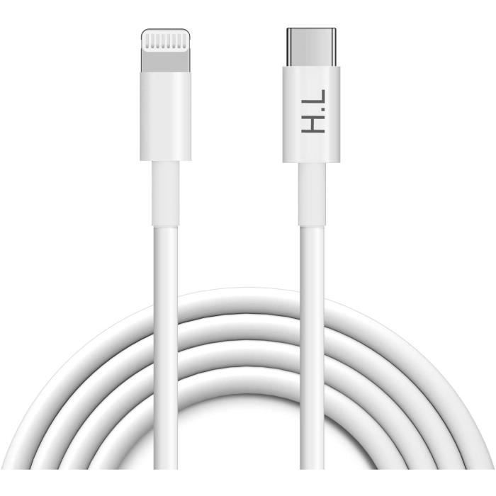 Lot de 2 Cable USB C vers Lightning certifié Apple MFi Cable USB C