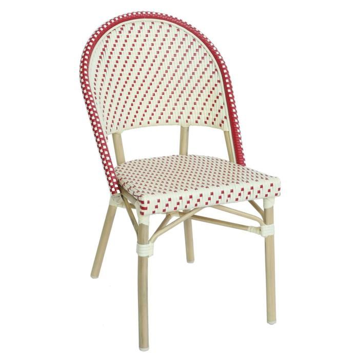 Chaise de terrasse bistrot parisien en aluminium et rotin rouge Marais - Oviala Chaise de terrasse bistrot parisien en aluminium et rotin rouge Marais - Oviala