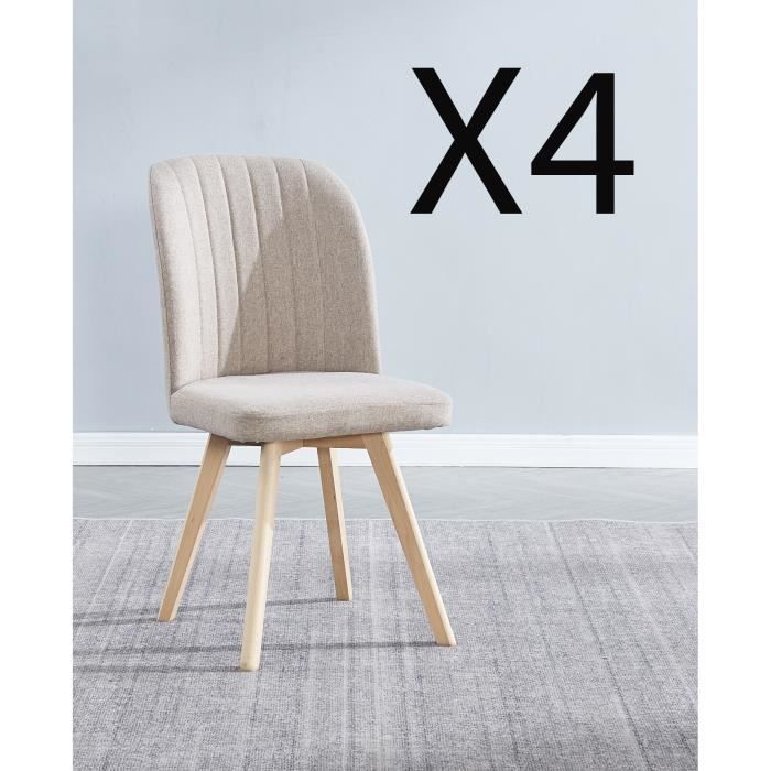 Clara - Lot de 6 chaises scandinave - Taupe - pieds en bois massif design  salle à manger salon chambre - 49 x 58 x 82 cm - Cdiscount Maison