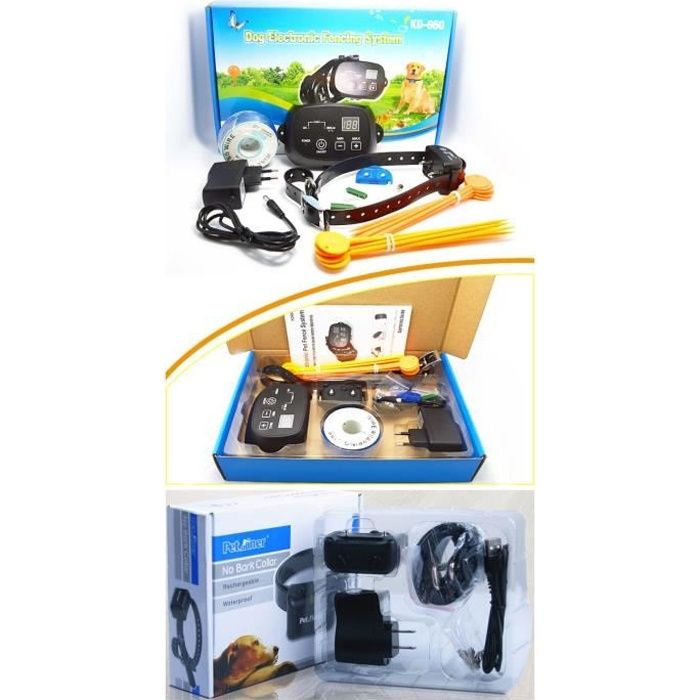 Meilleurs prix pour CLOTURE ANTI FUGUE CHIEN RECHARGEABLE 300 m de fil+COLLIER ANTI ABOIEMENT Rechargeable Etanche