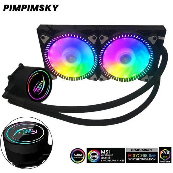 PIMPIMSKY Watercooling PC Gamer - Kit Refroidissement Processeurs Intel Et  AMD - Ventilateur RGB 4 pins - Cdiscount Informatique