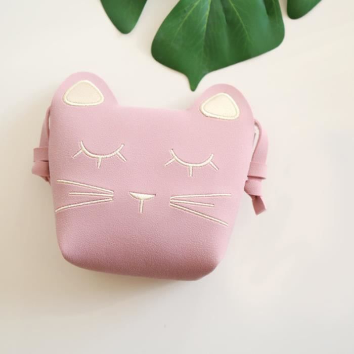 Sac à Main Brodé – Motif Chat avec Pendentif main image 1