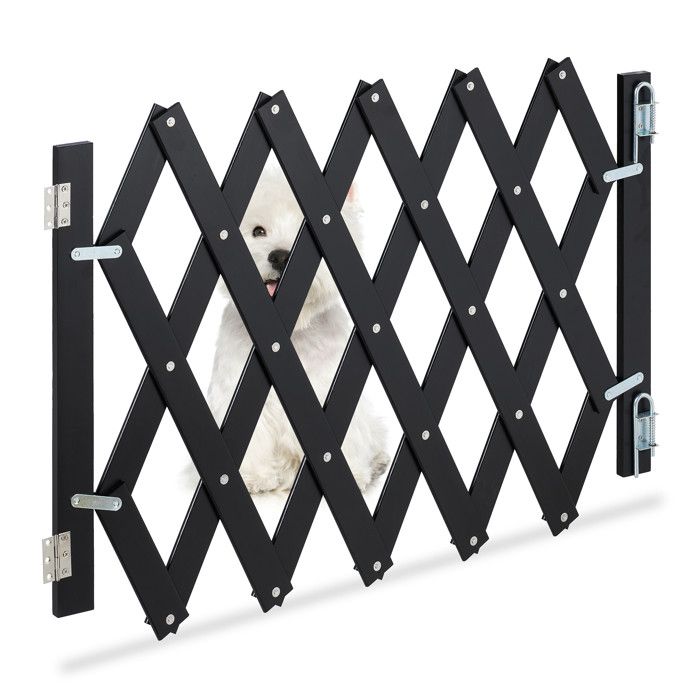 Barrière de sécurité - Relaxdays - Ajustable - Bambou - Noir - Pour chiens jusqu'à 108,5 cm